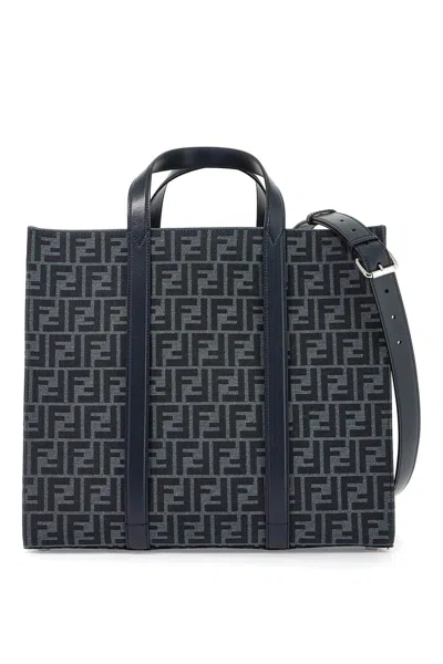 Fendi Recycled Ff Jacquard Fabric Tote Bag In Blue