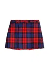 Fendi Red And Blue Checked Skirt For Baby Girl In Multi