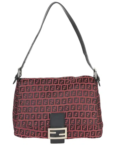 Fendi Red Canvas Zucca Mama Baguette (authentic Pre-loved) In Burgundy