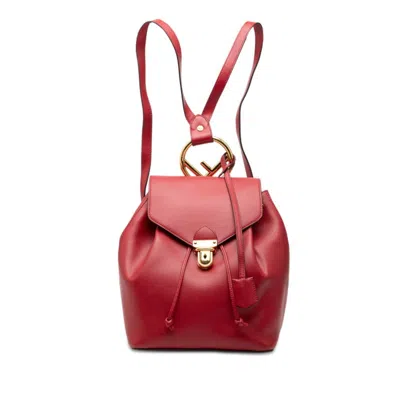 Pre-owned Fendi Red Color Leather Backpack ()