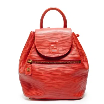Pre-owned Fendi Red Color Leather Backpack ()