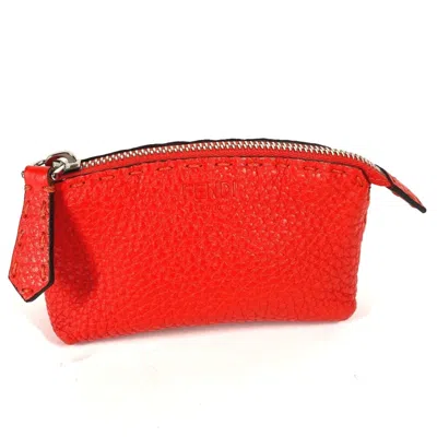 Pre-owned Fendi Red Color Leather Coin Purse/coin Case ()