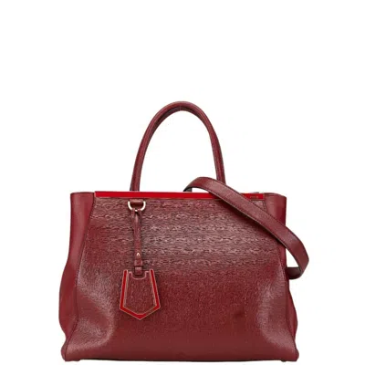Pre-owned Fendi Red Color Leather Handbag Shoulder Bag ()