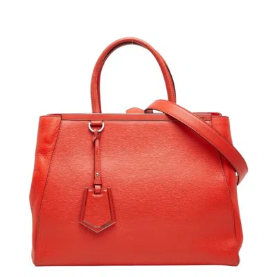 Pre-owned Fendi Red Color Leather Handbag Shoulder Bag ()