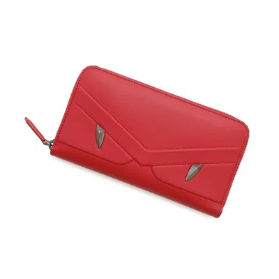 Pre-owned Fendi Red Color Leather Long Wallet (bi-fold) ()