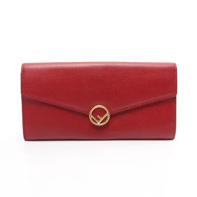 Pre-owned Fendi Red Color Leather Long Wallet (bi-fold) ()