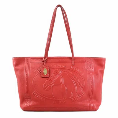 Pre-owned Fendi Red Color Leather Shoulder Bag Tote Bag ()