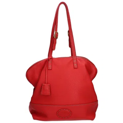 Pre-owned Fendi Red Color Leather Shoulder Bag Tote Bag ()