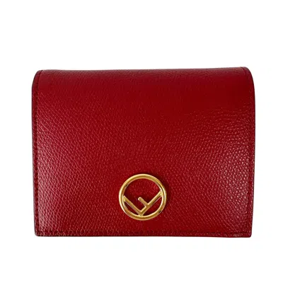 Pre-owned Fendi Red Color Leather Wallet (bi-fold) ()