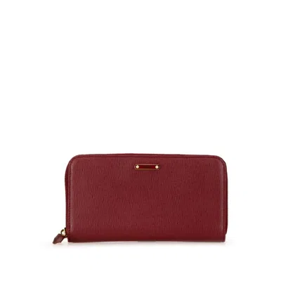 Pre-owned Fendi Red Color Pvc Leather Long Wallet (bi-fold) ()