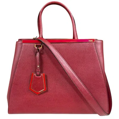 Pre-owned Fendi Red Color White Leather Shoulder Bag ()