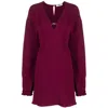 Fendi Cady Logo-plaque Silk Minidress In Burgundy