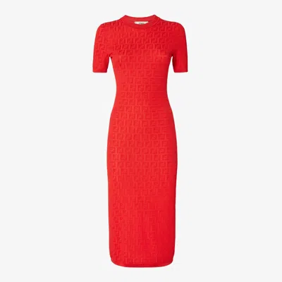 Fendi Red Ff Cotton And Viscose Dress Women
