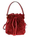 Fendi Red Lamb Fur & Calf Leather Mini Mon Trésor Bucket Bag (authentic Pre-loved)