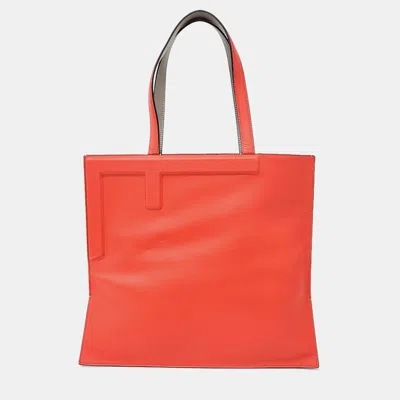 Pre-owned Fendi Red Leather Flip Tote Bag