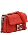 Fendi Red Leather Midi Chain Baguette (authentic Pre-loved) In Red
