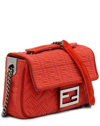 Fendi Red Leather Midi Chain Baguette (authentic Pre-loved)