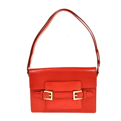 Fendi Red Leather Shoulder Bag ()