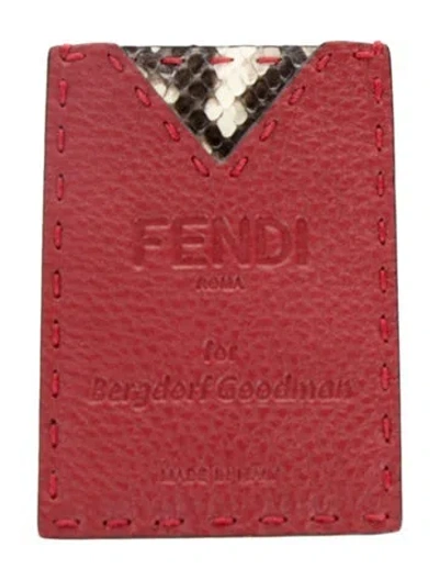 Pre-owned Fendi Red Leather Snakeskin Travel Wallet