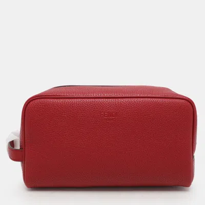 Pre-owned Fendi Red Leather Travel Kit Pouch With Passport Holder
