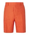 Fendi Red Linen Shorts With Ff Embroidery In Red