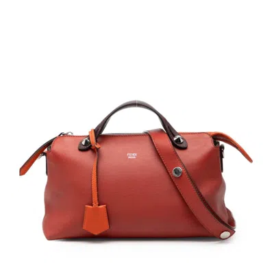 Pre-owned Fendi Red Orange Leather Handbag Shoulder Bag ()