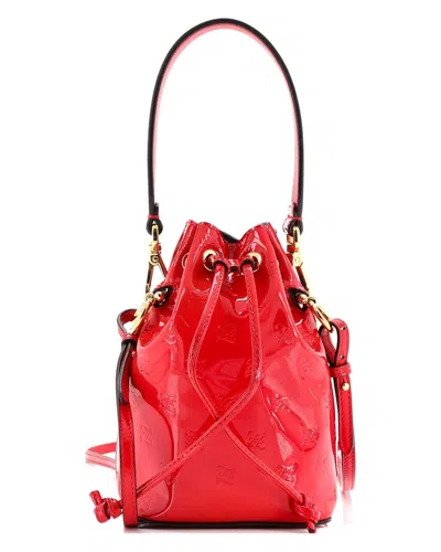 Fendi Red Patent Leather Karligraphy Mon Tresor Bucket Bag Embossed Mini  (authentic Pre-loved)