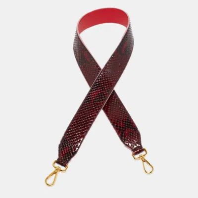 Pre-owned Fendi Red Python Strap You Shoulder Bag Strap