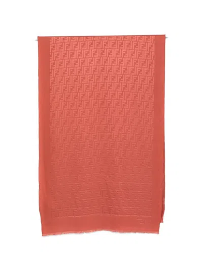 Fendi Red Signature Scarf In Orange
