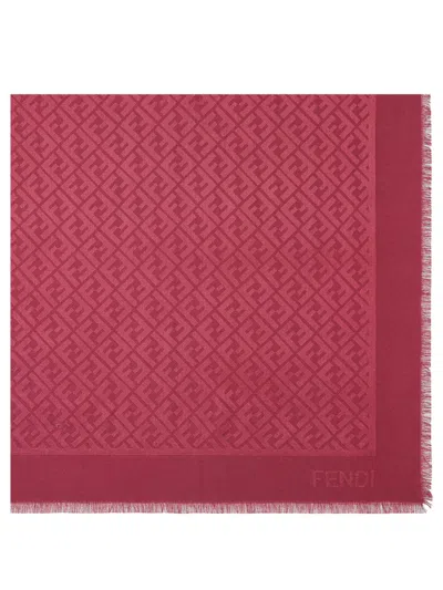 Fendi Red Silk And Wool Shawl In Pink