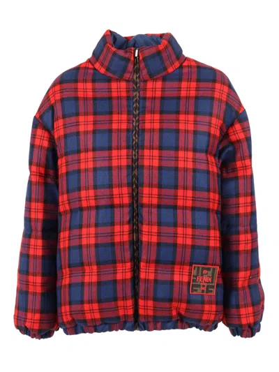 FENDI RED TARTAN DOWN JACKET