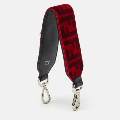 Pre-owned Fendi Red Velvet And Leather Mini Strap You Shoulder Bag Strap