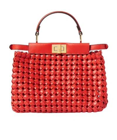 Fendi Red Woven Leather Bag