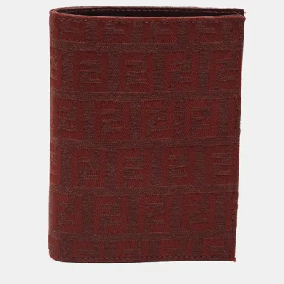 Pre-owned Fendi Red Zucchino Canvas Bifold Wallet