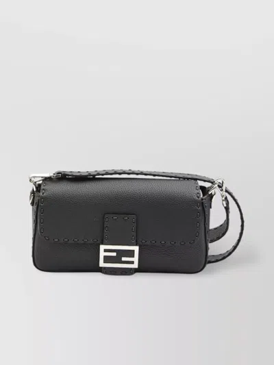 FENDI REGULAR BAGUETTE STITCHED LEATHER SHOULDER BAG