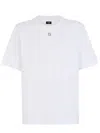 Fendi Regular-fit Cotton T-shirt With Crew Neck And Short Sleeves And Mini Ff Metal Applique In White