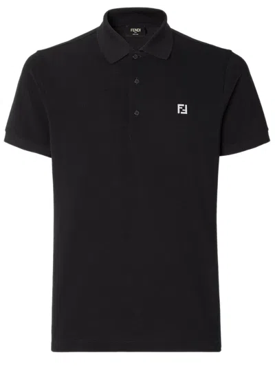 Fendi Regular-fit Short-sleeve Cotton Piqué Polo Shirt In Black