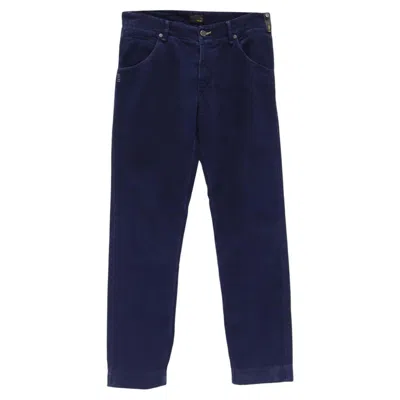 Pre-owned Fendi Regular-fit Trousers In Navy Blue Corduroy