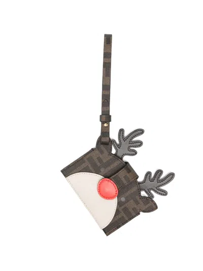 Fendi Reindeer-motif Card Holder In Pink