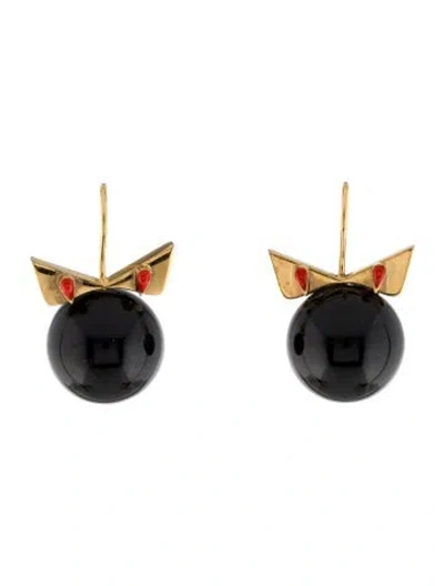 Pre-owned Fendi Resin & Enamel Monster Eyes Drop Earrings In Multi