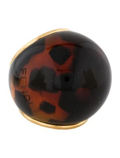 Pre-owned Fendi Resin Anello Sfera Grande Cocktail Ring In Multi