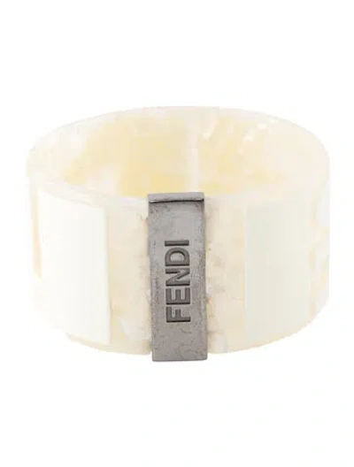 Pre-owned Fendi Resin Bangle Bracelet, 8" In Clear/white