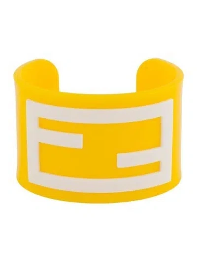 Pre-owned Fendi Resin Logo 'zucca' Cuff Bracelet, 7" In Multi
