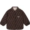 Fendi Reversible Beige Jacket For Baby Boy With Logo And Ff In Brown