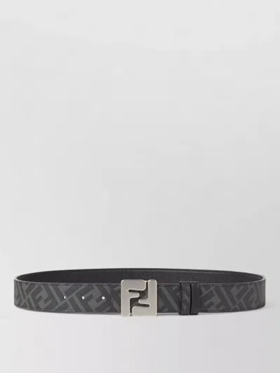 Fendi Reversible Belt Square Ff Adjustable Length In Black