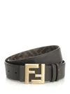 Fendi Reversible Belt With Thin Squared Ff Buckle Belts Brown In Green