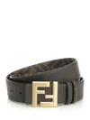Fendi Reversible Belt With Thin Squared Ff Buckle Belts Brown In Brown