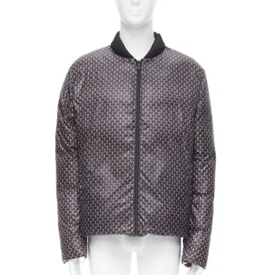 Pre-owned Fendi Reversible Black Monster Bug Eye Nylon Goose Down Puffer Jacket Eu48 M
