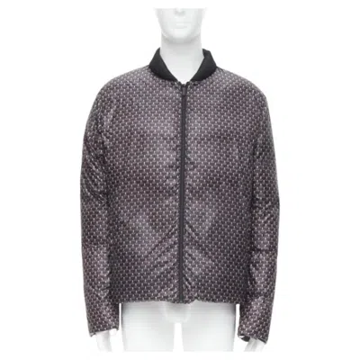 Pre-owned Fendi Reversible Black Monster Bug Eye Nylon Goose Down Puffer Jacket Eu50 L