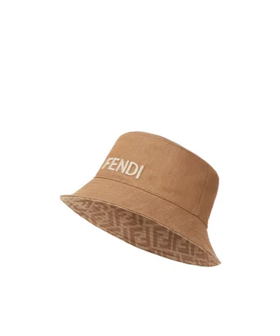 Fendi Reversible Brown Canvas Bucket Hat